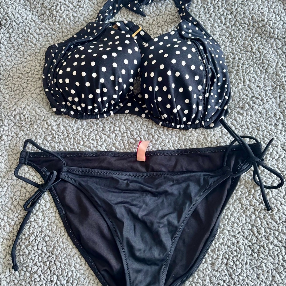 Black Polka Dot Bikini Set